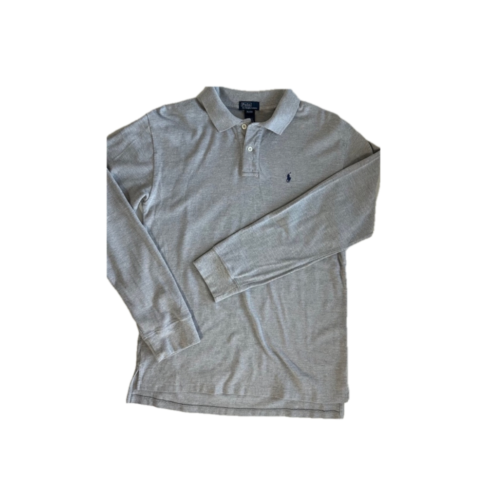 Ralph Lauren Polo Youth Size XL (20 ) Shirt Grey Polo Long Sleeve